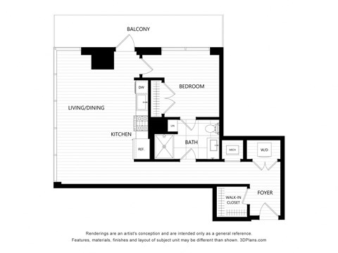 a floor plan of a bedroom apartment